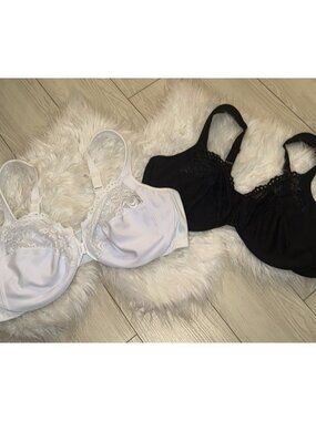 2 Glamorise 1245 Wonderwire Front Close Bras Unlined Underwire Lace Womens 48B